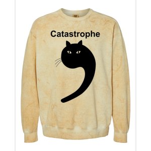 Catastrophe Comma Black Cat Funny Saying Cat As Apostrophe Colorblast Crewneck Sweatshirt