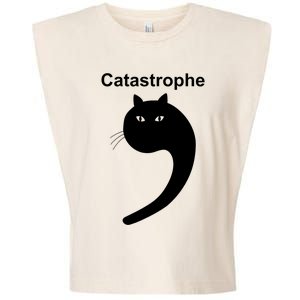 Catastrophe Comma Black Cat Funny Saying Cat As Apostrophe Garment-Dyed Women's Muscle Tee