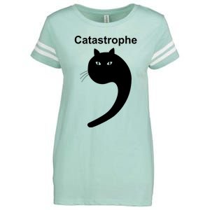 Catastrophe Comma Black Cat Funny Saying Cat As Apostrophe Enza Ladies Jersey Football T-Shirt