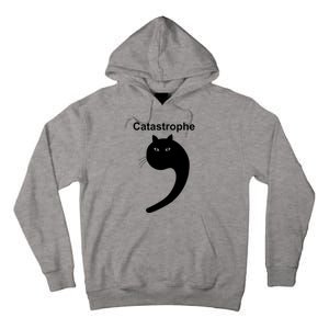 Catastrophe Comma Black Cat Funny Saying Cat As Apostrophe Tall Hoodie