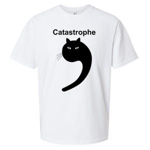 Catastrophe Comma Black Cat Funny Saying Cat As Apostrophe Sueded Cloud Jersey T-Shirt