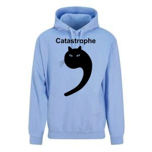 Catastrophe Comma Black Cat Funny Saying Cat As Apostrophe Unisex Surf Hoodie