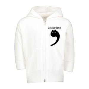 Catastrophe Comma Black Cat Funny Saying Cat As Apostrophe Toddler Zip Fleece Hoodie