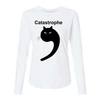 Catastrophe Comma Black Cat Funny Saying Cat As Apostrophe Womens Cotton Relaxed Long Sleeve T-Shirt