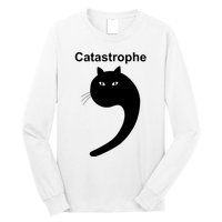 Catastrophe Comma Black Cat Funny Saying Cat As Apostrophe Long Sleeve Shirt