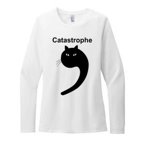 Catastrophe Comma Black Cat Funny Saying Cat As Apostrophe Womens CVC Long Sleeve Shirt