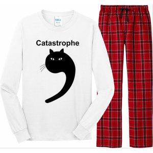 Catastrophe Comma Black Cat Funny Saying Cat As Apostrophe Long Sleeve Pajama Set