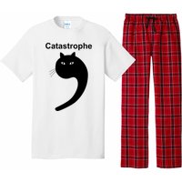 Catastrophe Comma Black Cat Funny Saying Cat As Apostrophe Pajama Set