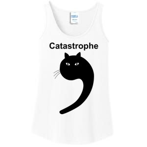 Catastrophe Comma Black Cat Funny Saying Cat As Apostrophe Ladies Essential Tank