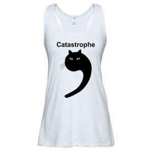 Catastrophe Comma Black Cat Funny Saying Cat As Apostrophe Ladies Essential Flowy Tank