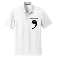 Catastrophe Comma Black Cat Funny Saying Cat As Apostrophe Dry Zone Grid Polo