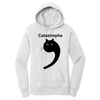 Catastrophe Comma Black Cat Funny Saying Cat As Apostrophe Women's Pullover Hoodie