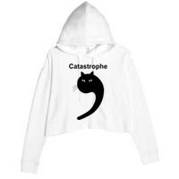 Catastrophe Comma Black Cat Funny Saying Cat As Apostrophe Crop Fleece Hoodie