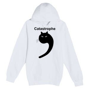 Catastrophe Comma Black Cat Funny Saying Cat As Apostrophe Premium Pullover Hoodie