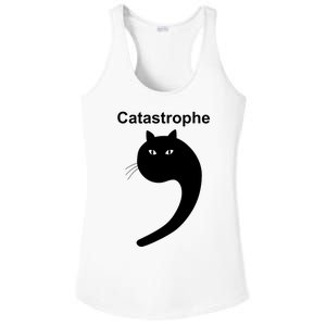 Catastrophe Comma Black Cat Funny Saying Cat As Apostrophe Ladies PosiCharge Competitor Racerback Tank