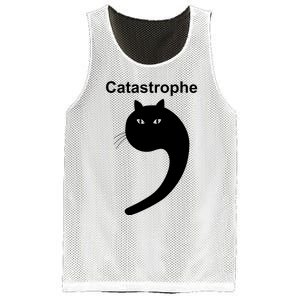 Catastrophe Comma Black Cat Funny Saying Cat As Apostrophe Mesh Reversible Basketball Jersey Tank