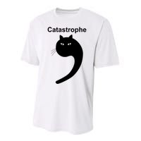 Catastrophe Comma Black Cat Funny Saying Cat As Apostrophe Performance Sprint T-Shirt