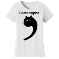 Catastrophe Comma Black Cat Funny Saying Cat As Apostrophe Women's T-Shirt