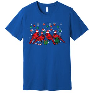 Christmas Cardinal Birds Santa Cute Xmas Funny Funny Premium T-Shirt