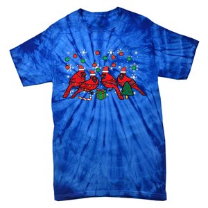 Christmas Cardinal Birds Santa Cute Xmas Funny Funny Tie-Dye T-Shirt