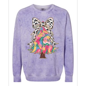 Colorful Coquette Bow Leopard Christmas Tree Colorblast Crewneck Sweatshirt