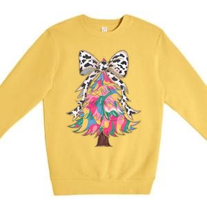 Colorful Coquette Bow Leopard Christmas Tree Premium Crewneck Sweatshirt