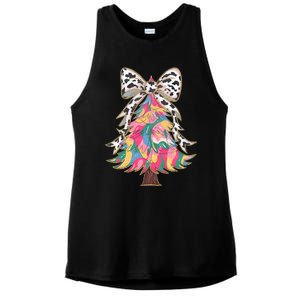 Colorful Coquette Bow Leopard Christmas Tree Ladies PosiCharge Tri-Blend Wicking Tank