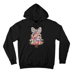 Colorful Coquette Bow Leopard Christmas Tree Hoodie