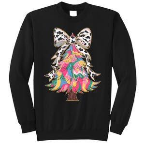 Colorful Coquette Bow Leopard Christmas Tree Sweatshirt