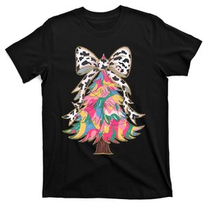 Colorful Coquette Bow Leopard Christmas Tree T-Shirt