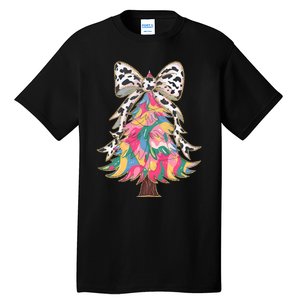 Colorful Coquette Bow Leopard Christmas Tree Tall T-Shirt