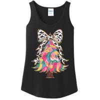 Colorful Coquette Bow Leopard Christmas Tree Ladies Essential Tank