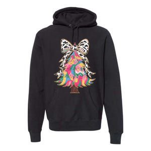 Colorful Coquette Bow Leopard Christmas Tree Premium Hoodie