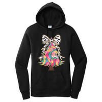 Colorful Coquette Bow Leopard Christmas Tree Women's Pullover Hoodie