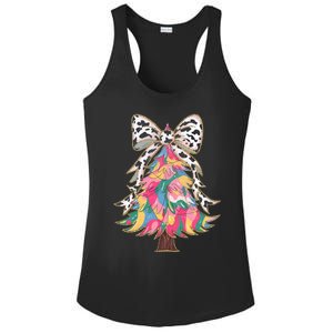 Colorful Coquette Bow Leopard Christmas Tree Ladies PosiCharge Competitor Racerback Tank