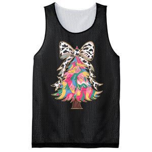 Colorful Coquette Bow Leopard Christmas Tree Mesh Reversible Basketball Jersey Tank