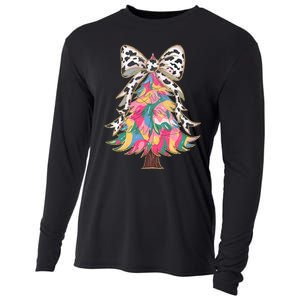 Colorful Coquette Bow Leopard Christmas Tree Cooling Performance Long Sleeve Crew