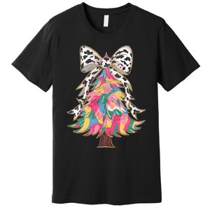 Colorful Coquette Bow Leopard Christmas Tree Premium T-Shirt