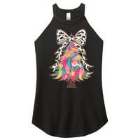 Colorful Coquette Bow Leopard Christmas Tree Women's Perfect Tri Rocker Tank