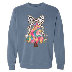 Colorful Coquette Bow Leopard Christmas Tree Garment-Dyed Sweatshirt