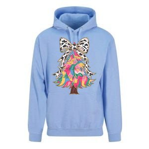 Colorful Coquette Bow Leopard Christmas Tree Unisex Surf Hoodie