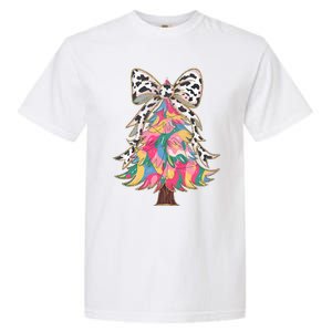 Colorful Coquette Bow Leopard Christmas Tree Garment-Dyed Heavyweight T-Shirt