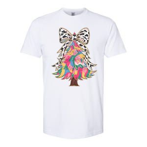 Colorful Coquette Bow Leopard Christmas Tree Softstyle CVC T-Shirt