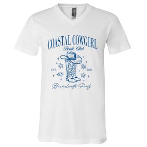 Coastal Cowgirl Bride Club Beach Bachelorette Party 2024 V-Neck T-Shirt