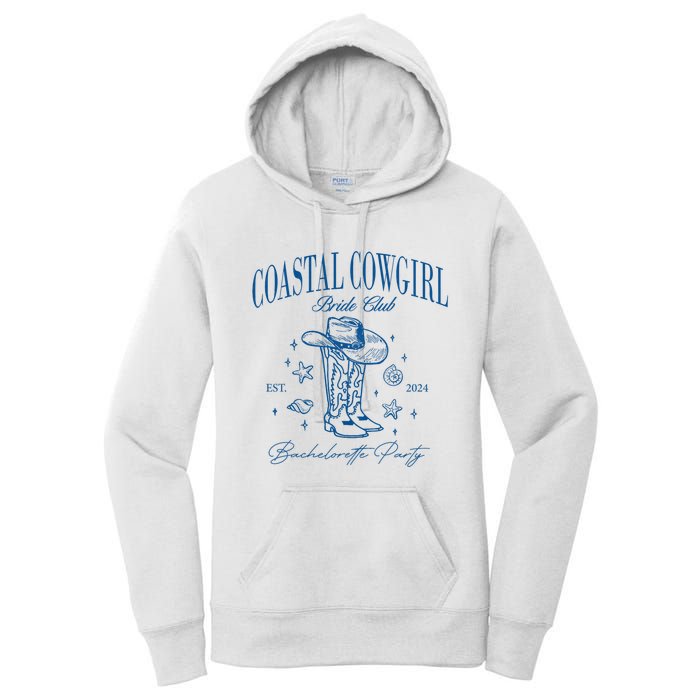 Coastal Cowgirl Bride Club Beach Bachelorette Party 2024 Women's Pullover Hoodie