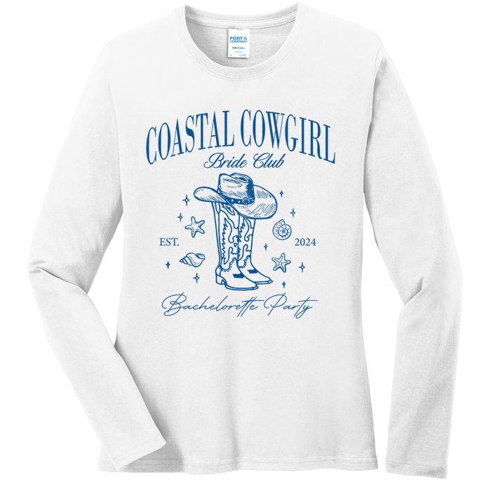 Coastal Cowgirl Bride Club Beach Bachelorette Party 2024 Ladies Long Sleeve Shirt