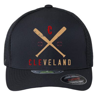 Cleveland Cle Baseball Vintage Flexfit Unipanel Trucker Cap