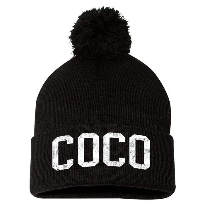 Coco Classic Bold Font Coco Birthday Gift Pom Pom 12in Knit Beanie