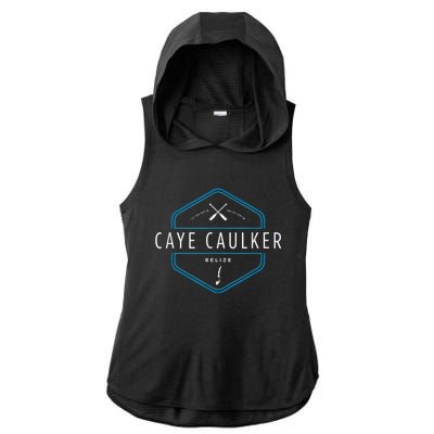 Caye Caulker Belize Beach Graphic Ladies PosiCharge Tri-Blend Wicking Draft Hoodie Tank