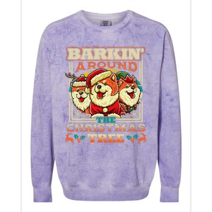 Chow Chow Barkin Around The Christmas Tree Dog Colorblast Crewneck Sweatshirt